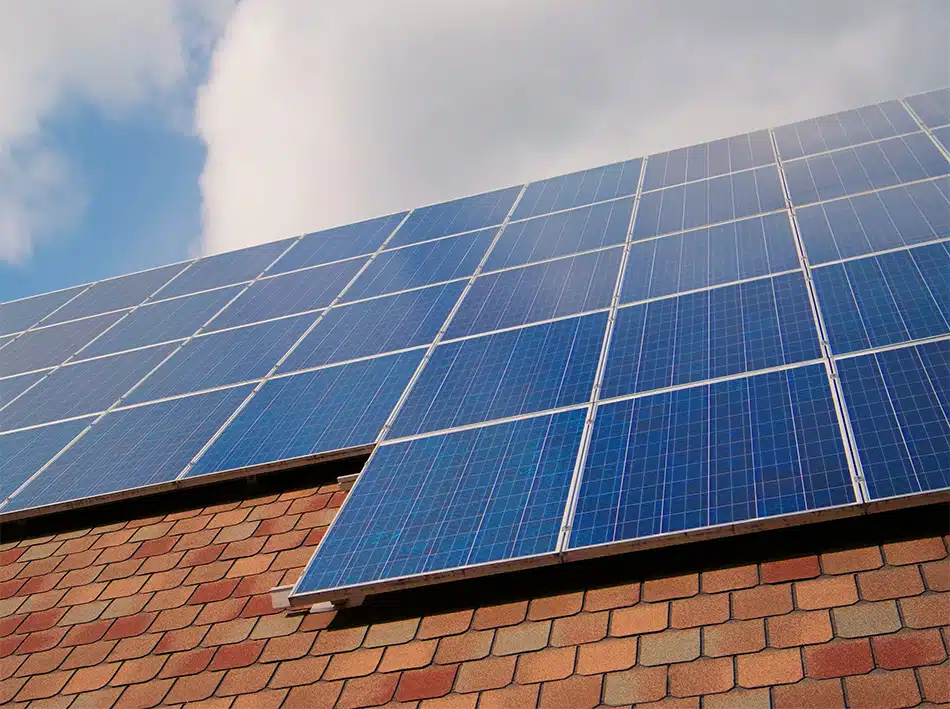 Solar panel system installed on a rooftop for clean energy production