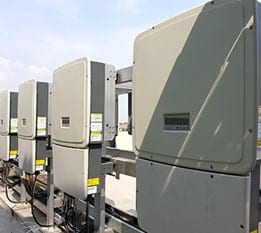 Power inverter connected to a solar panel system